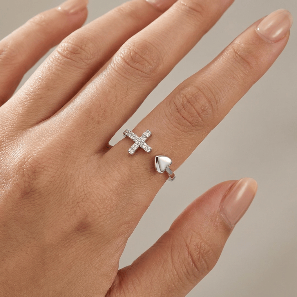Silver Love Cross Ring