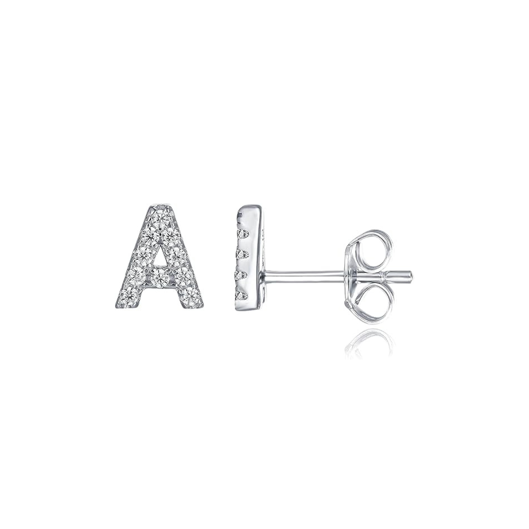 Initial White Gold Earrings