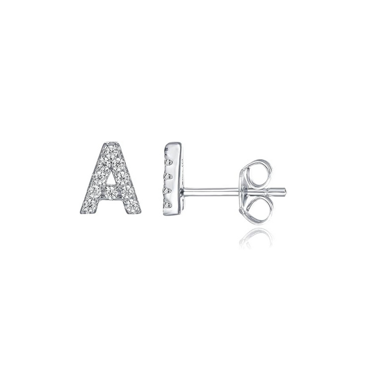 Initial White Gold Earrings
