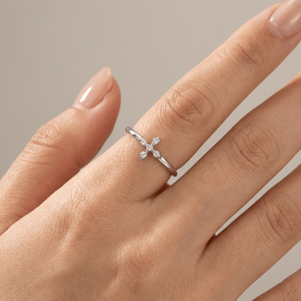 Diamond Cross Silver Ring